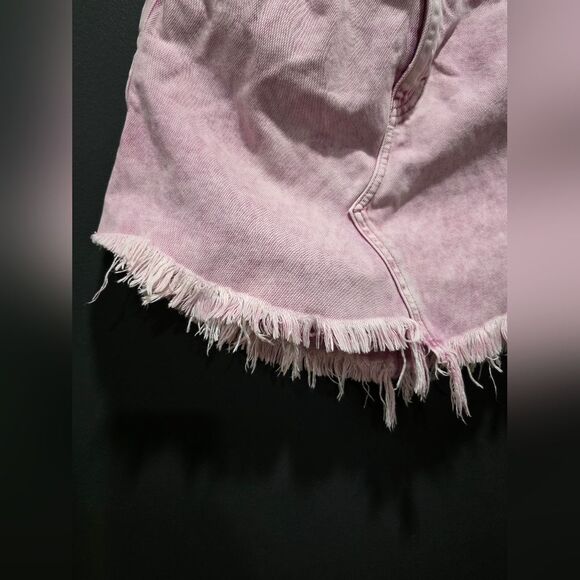 We The Free Women's Purple Acid Wash Denim Fringe Hem Jean Skirt Sz 24 Mini - Picture 10 of 12